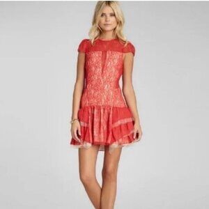 BCBGeneration red tiered lace mini dress Size Median lined